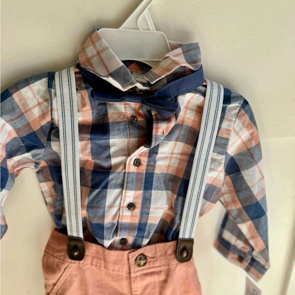 Carters 3 piecePlaid Shirt and Pants Set with Bow Tie